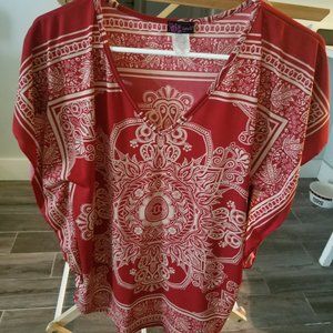 Red & White Asian inspired tee